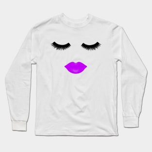 Purple Lips and Eyelashes Long Sleeve T-Shirt